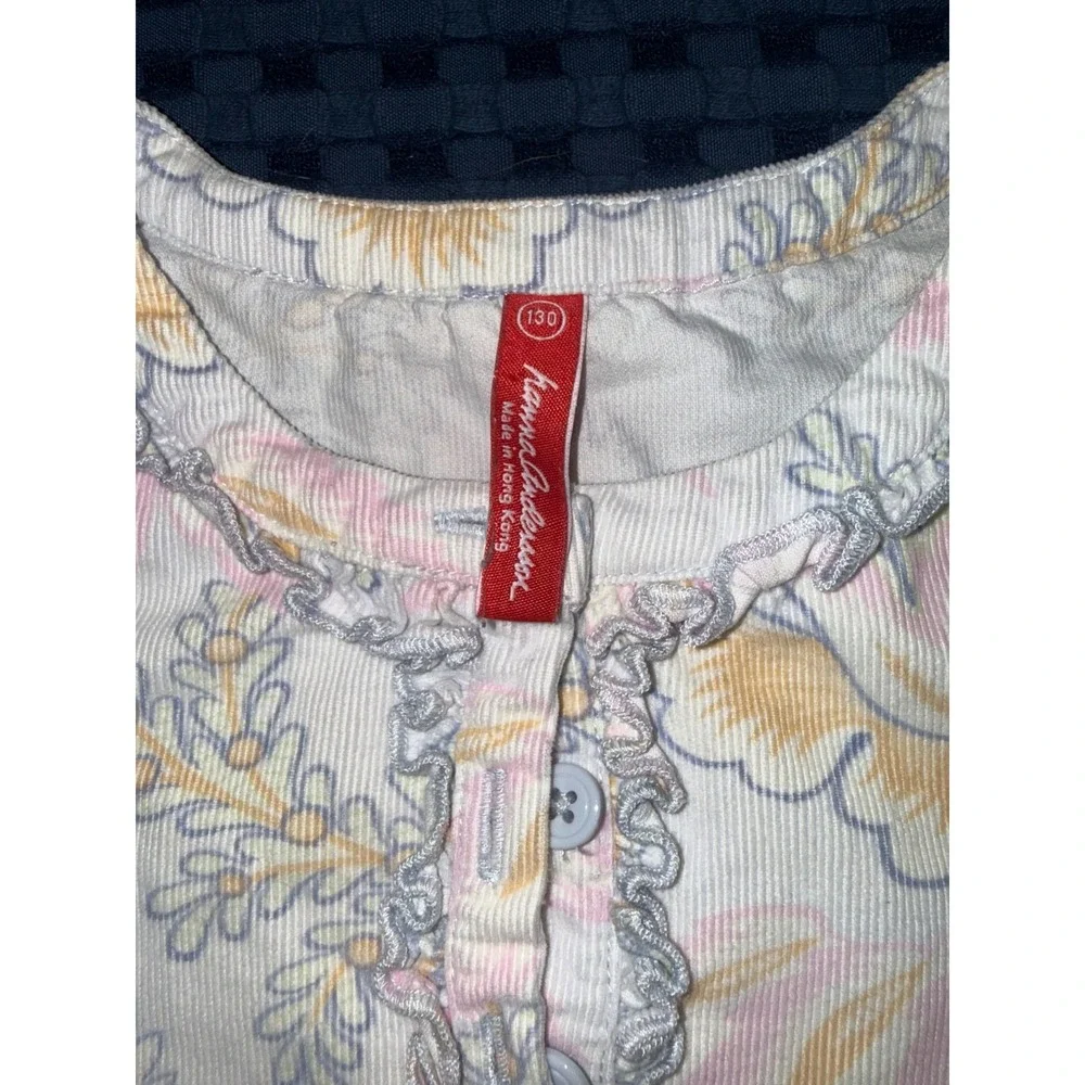 Hanna Andersson Dress Size 130 US Size 7/8 Corduroy Floral Pastel Ruffled